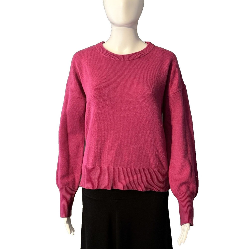 Theory Raspberry Pink Cashmere Sweater Classic Quiet Luxury Crewneck Soft SZ L